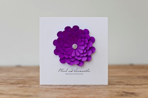 Wedding Invitation - Paper Flowers
